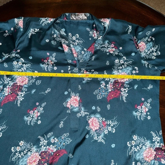 Concept Collection Satin printed floral Teal Kurta size Medium - Picture 6 of 8